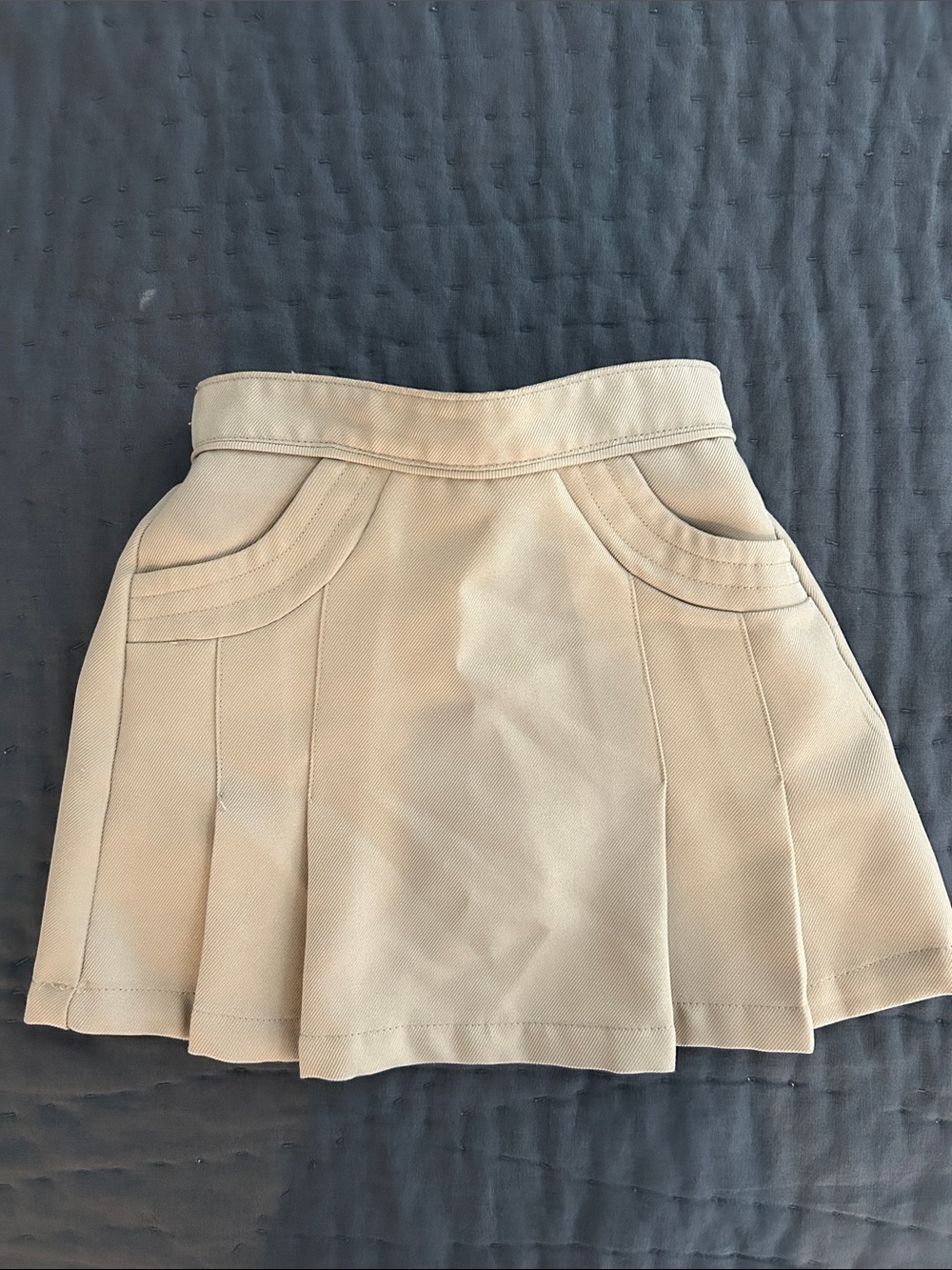 Nautica Cream Pleated Girls Skort with Curved Stitched Pockets